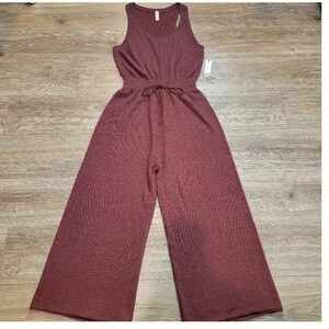 NEW Anthropologie Daily Practice Jumpsuit Large‎ Dark Auburn Sleeveless Knit